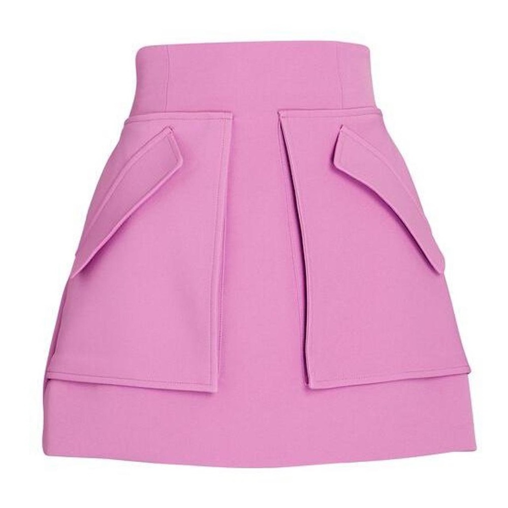 Aknvas Bubblegum Pink High-Waist Mini Skirt with Front Flap Pockets